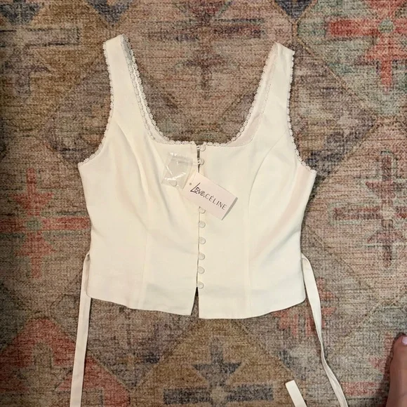 Endless Rose Lace Trim Button Front Top – Size S – NWT - Picture 6 of 7